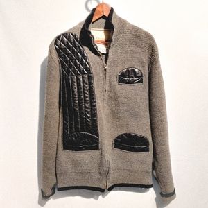 Vintage Paul Graf Zip-Up Sweater Jacket Leather